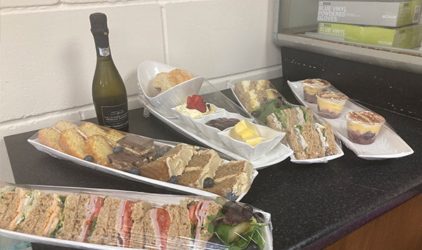 cafe in Kenilworth, afternoon tea with prosecco