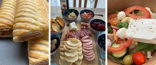 cafe in Kenilworth, sausage rolls, buffet, salad 
